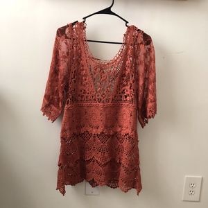 Burnt Orange Lace Top